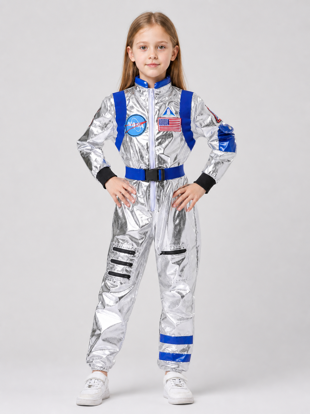 Silver-and-Blue Space Jumpsuit for Cosplay Costumes detail 3