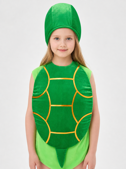 Turtle costume for performances, green jumpsuit