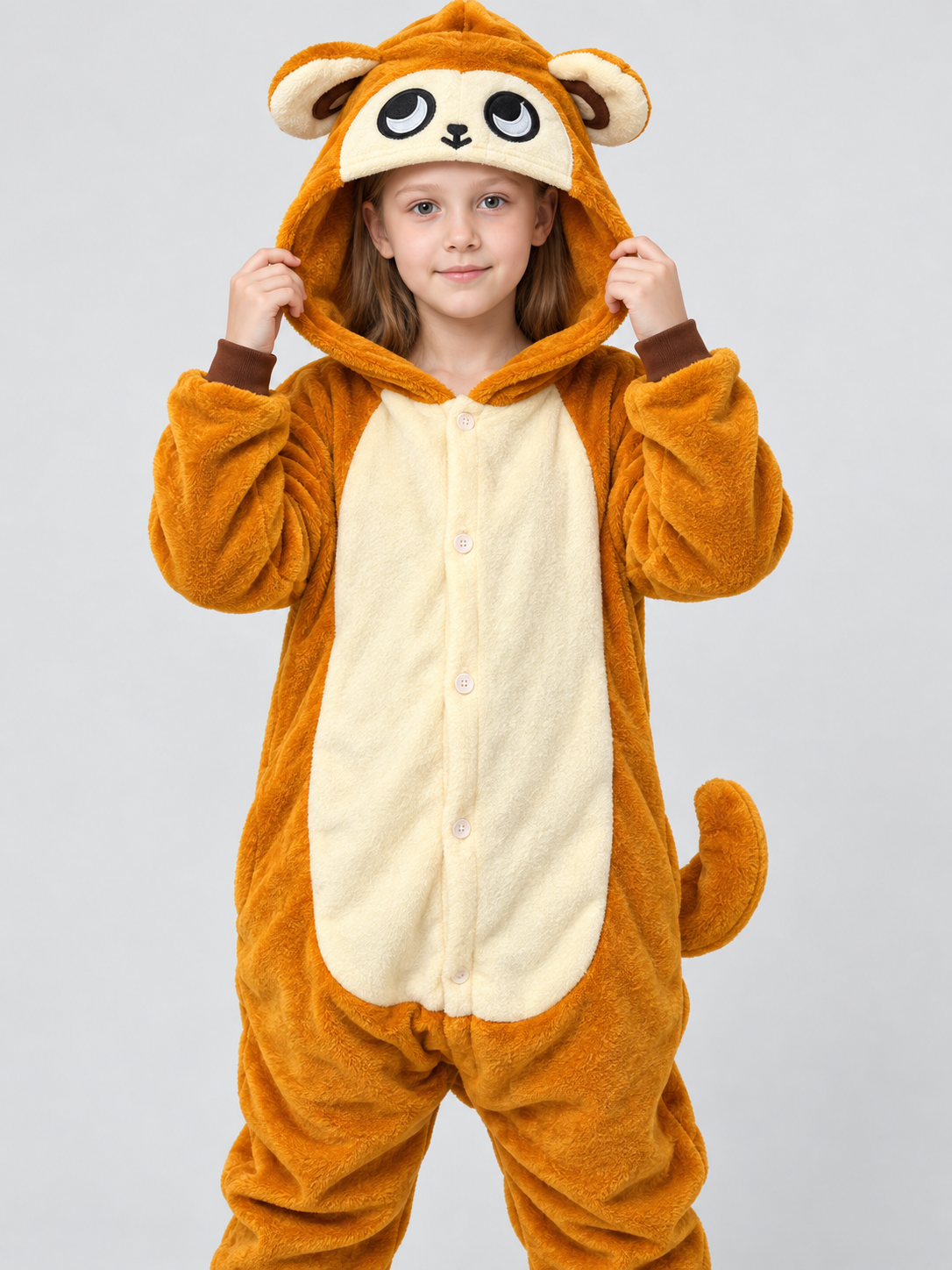 Orange hooded jumpsuit pajama with ears