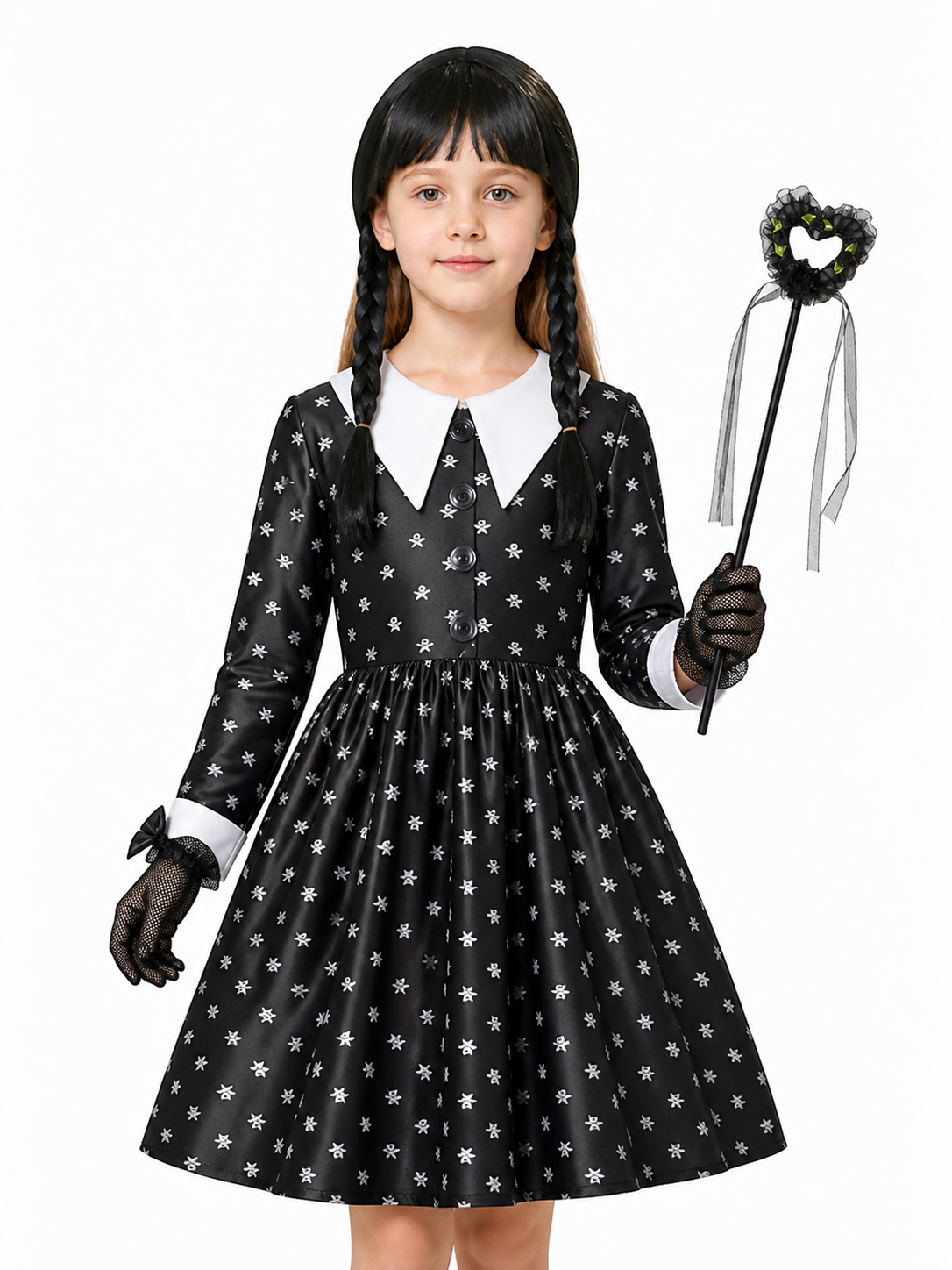 Children's Witch Costume with Skull-Print Dress Costume Dresses detail 3