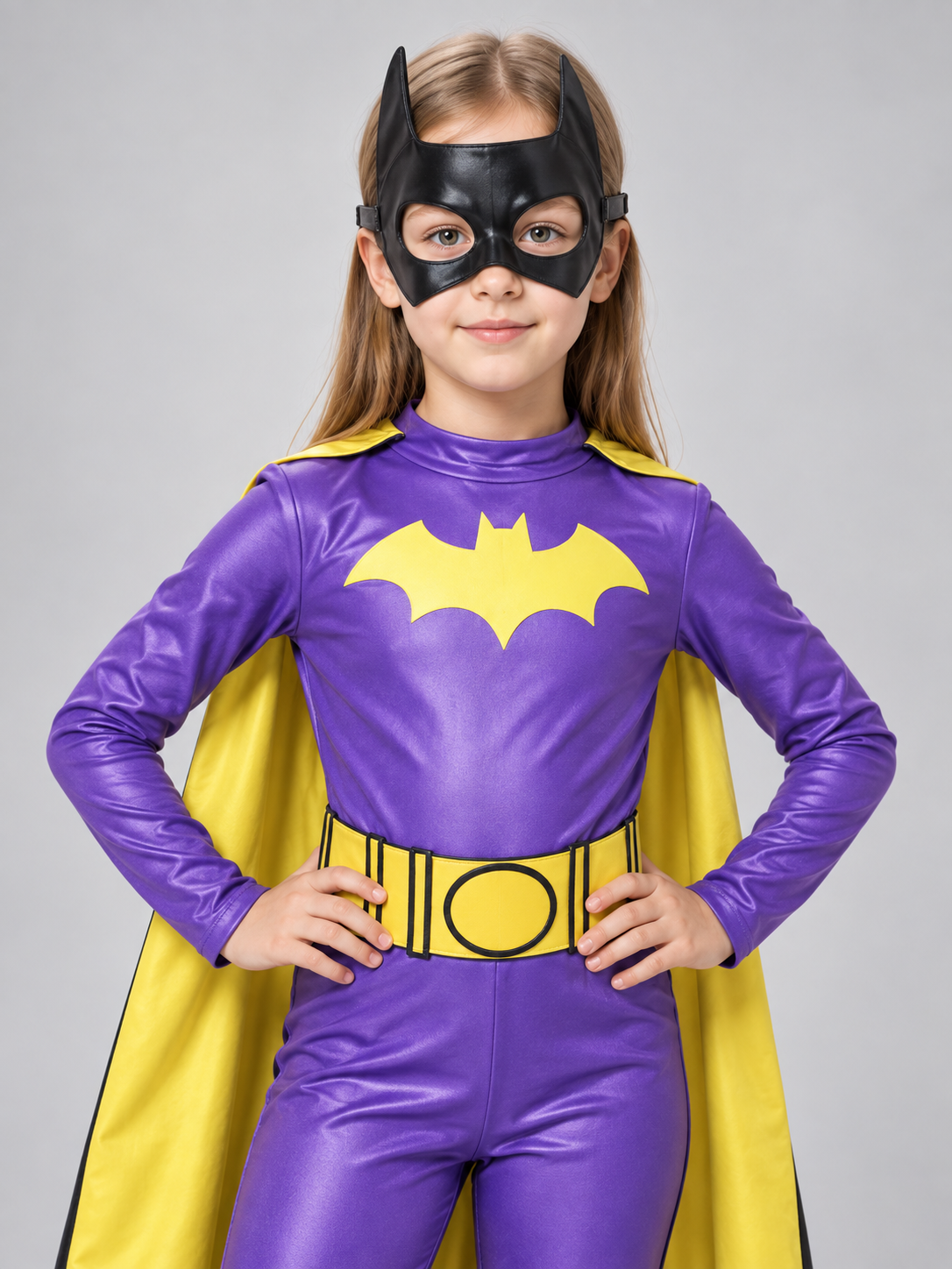 Kids' superhero costume with yellow cape
