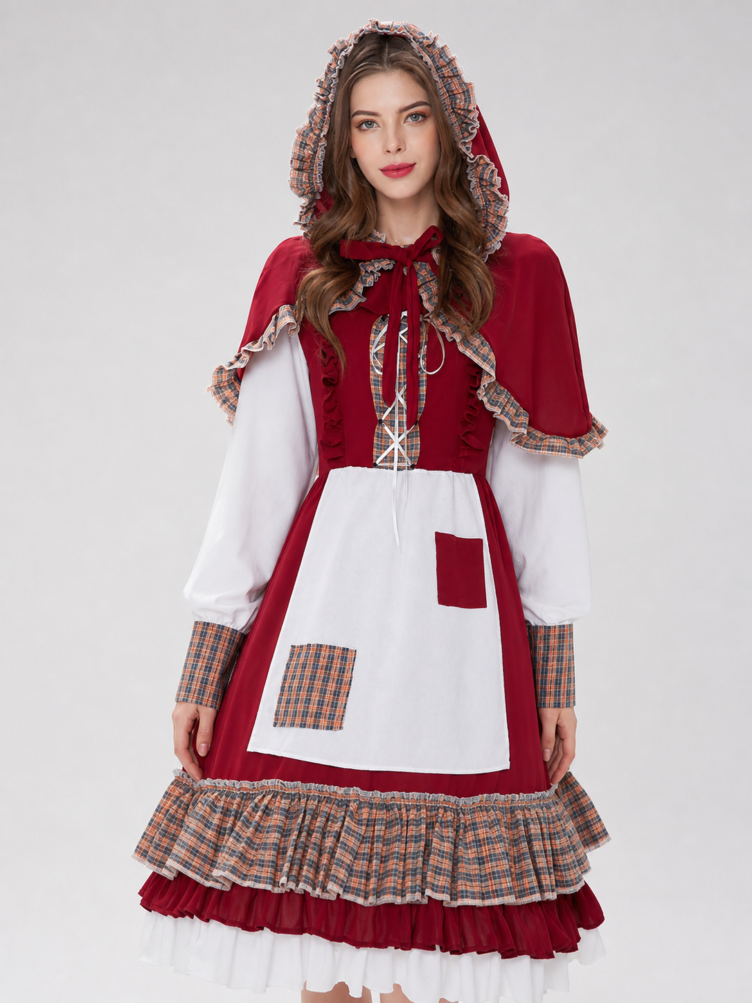 Little Red Riding Hood Costume: Dress with Apron and Cape