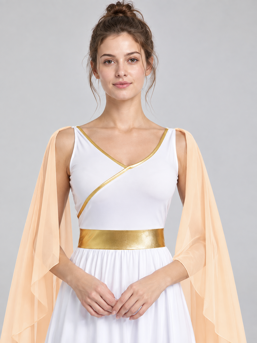Long Ancient-Style Dress with Gold Trim
