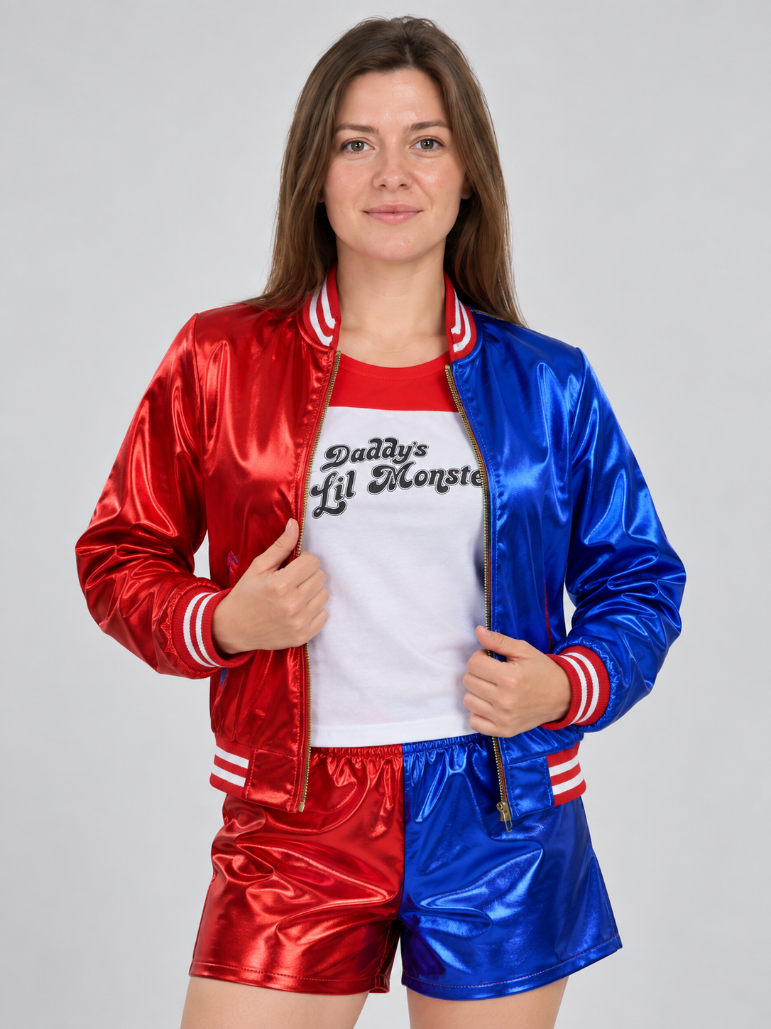 Carnival Cosplay Costume, Red and Blue, 3 Pieces