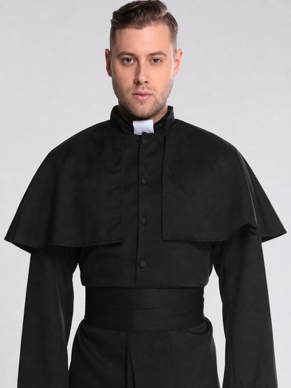 Black Ritual Robe with Capelet for Cosplay