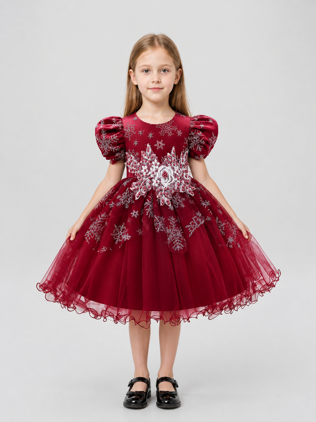 European-Style Tutu Dress with Puff Sleeves L2028XZ