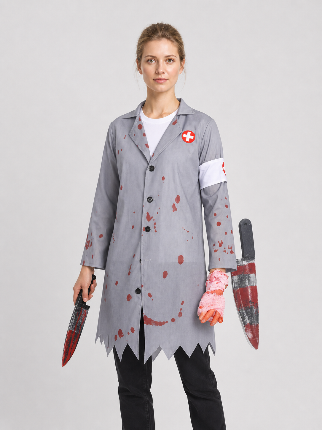 Scary Doctor Costume with Blood Stains for Halloween Costumes detail 2
