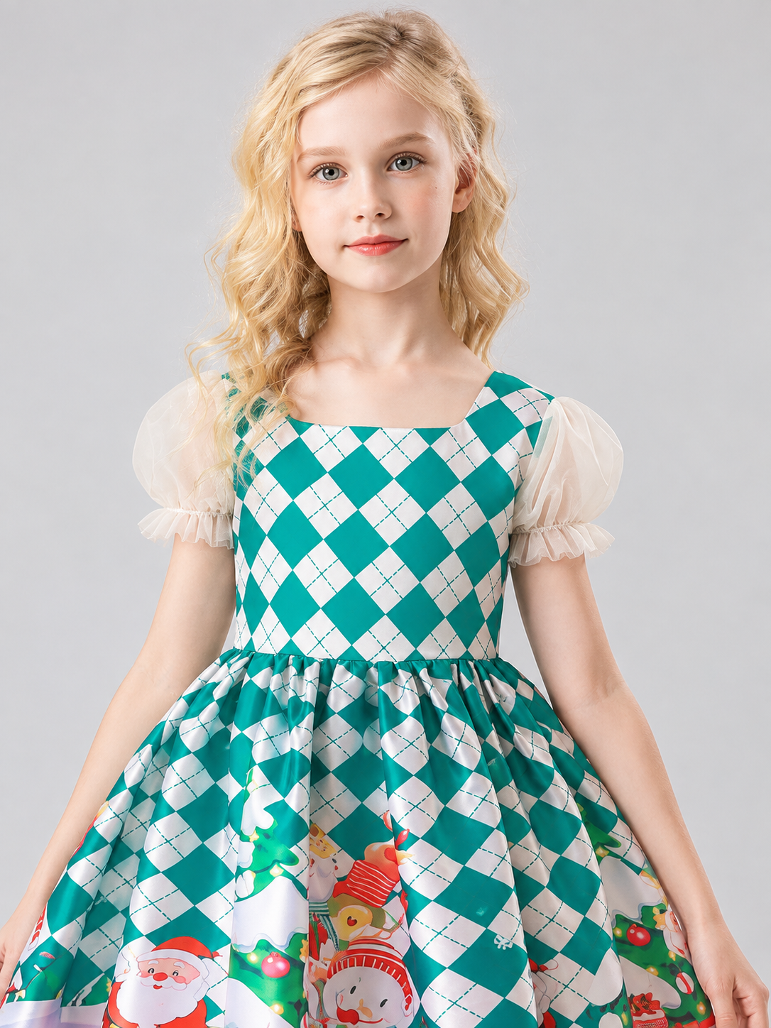 Kids' Holiday Dress with Christmas Print