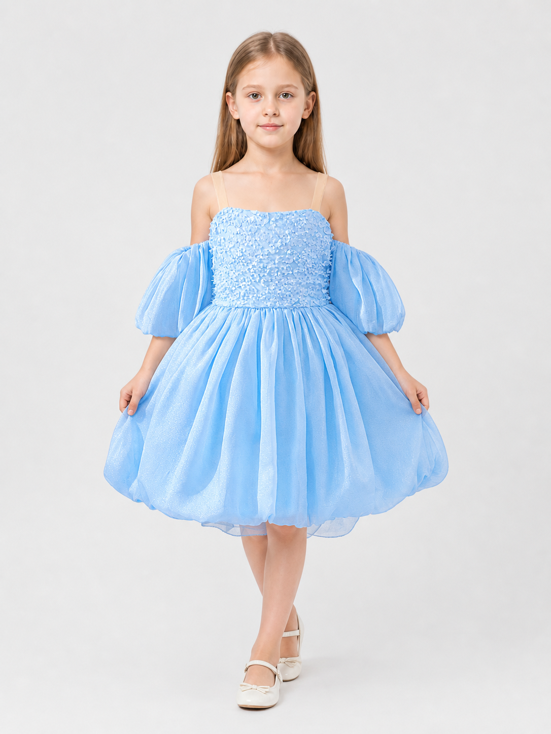 Children’s Dress with a Full Skirt and Floral Detail product detail 3