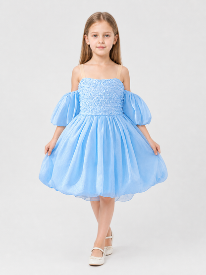 Children’s Dress with a Full Skirt and Floral Detail product detail 3