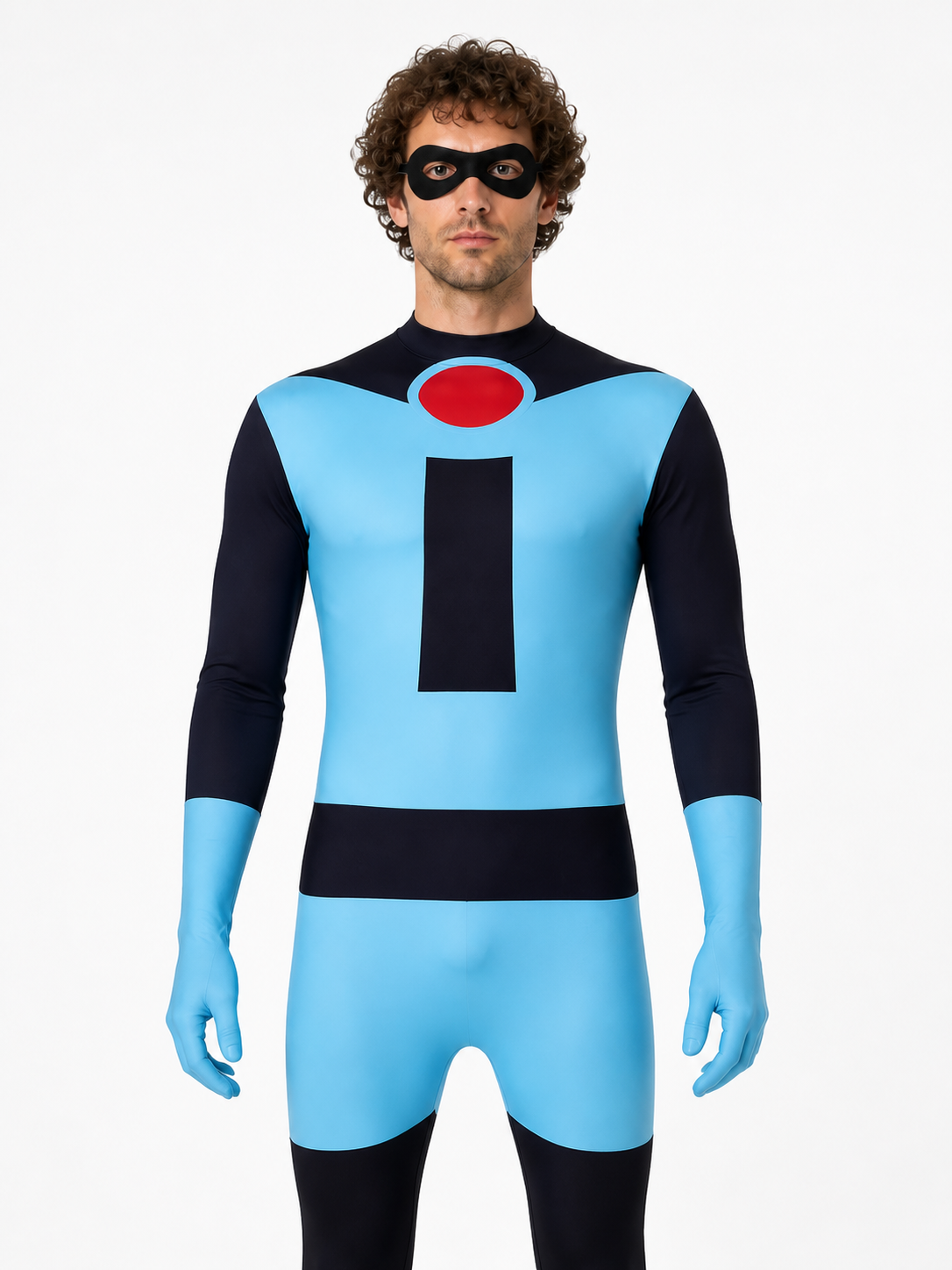 Blue Superhero Costume Jumpsuit with Mask Costume Masks detail 3