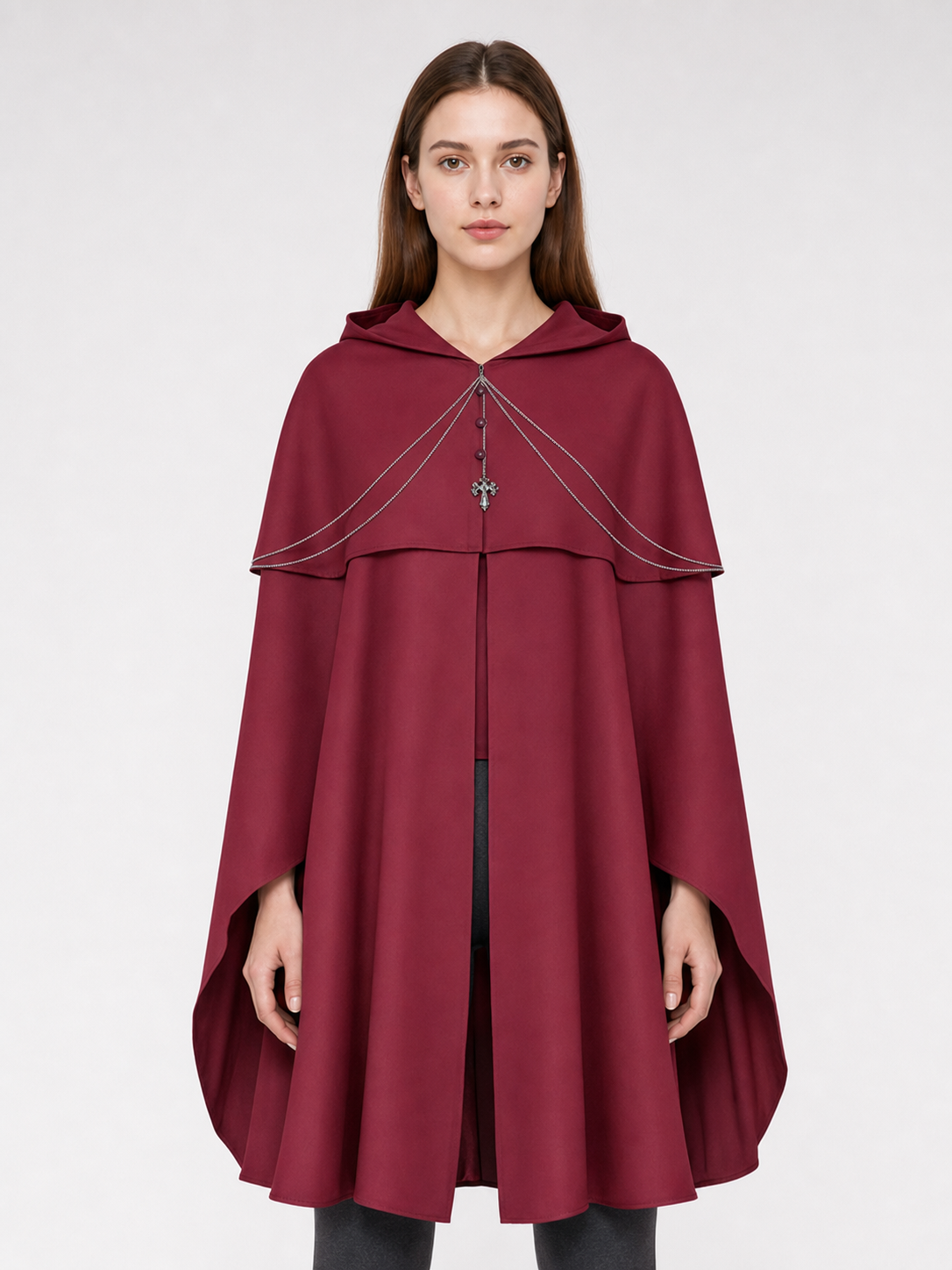 Gothic Hooded Cloak with Pendant for Cosplay