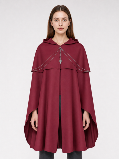 Gothic Hooded Cloak with Pendant for Cosplay