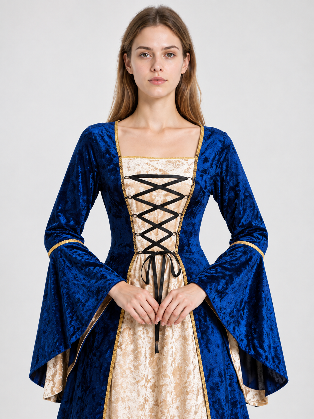 Floor-Length Costume Dress with Lace-Up Detailing