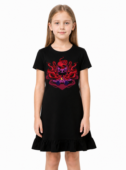 Black Short-Sleeve Ruffle Dress Poppy Playtime Costume Dresses detail 3