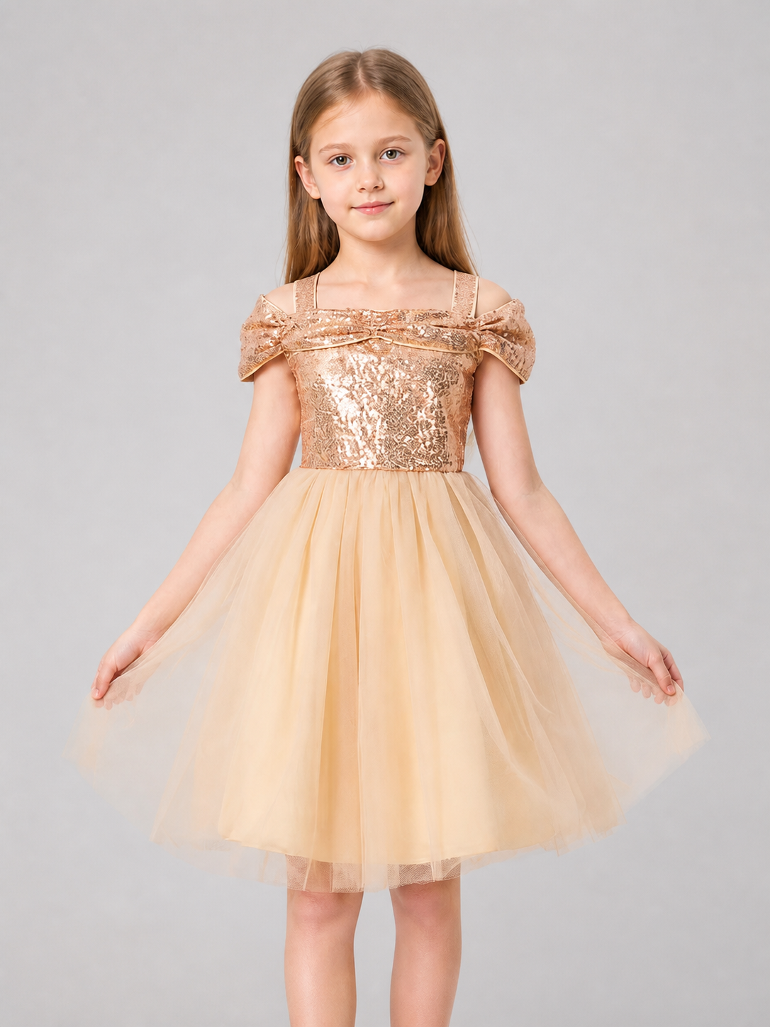 Princess Dress with Sequins, Full Skirt, and Tulle