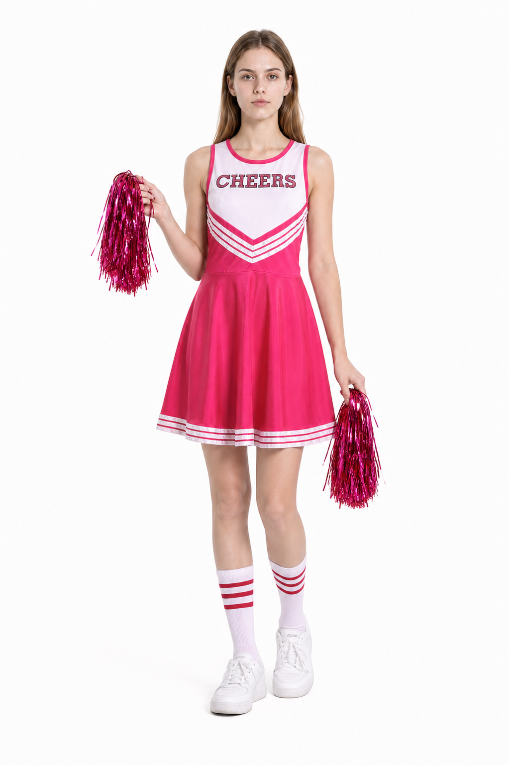 Pink Sleeveless Striped CHEERS Cheerleading Dress Costume Dresses detail 2