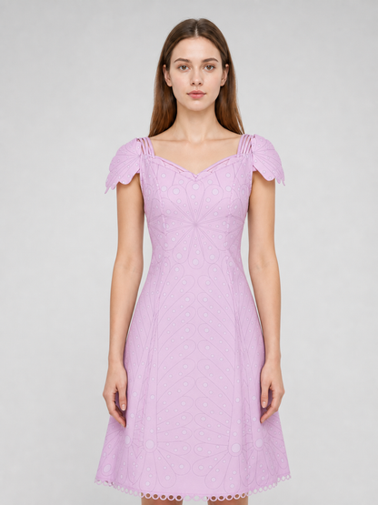 Pink Cosplay Dress with Bow and Pattern