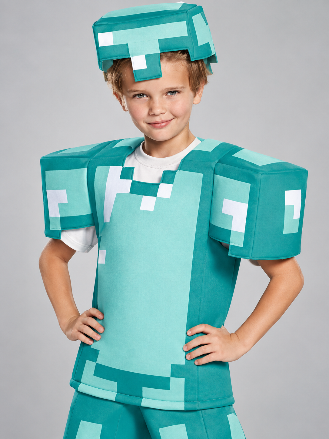 Kids' Pixel-Style Carnival Costume with Helmet