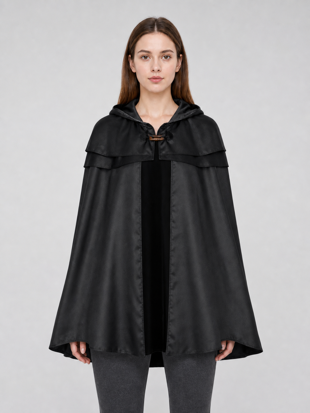 Black Hooded Cloak with Necklace