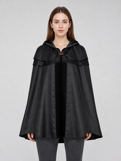 Black Hooded Cloak with Necklace