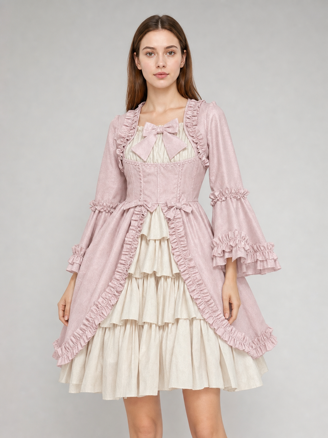 Rococo-Style Costume Dress with Ruffles and Bow