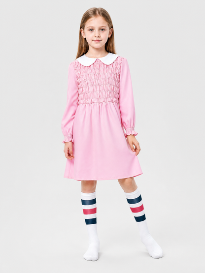 Children's Pink Dress with Collar and Striped Leg Warmers Costume Dresses detail 2