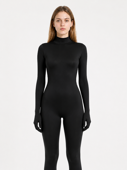 Form-fitting black jumpsuit with covered hands and feet product detail 3