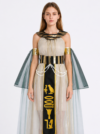 Cleopatra Costume with Cape and Gold Belt Costume Capes detail 3