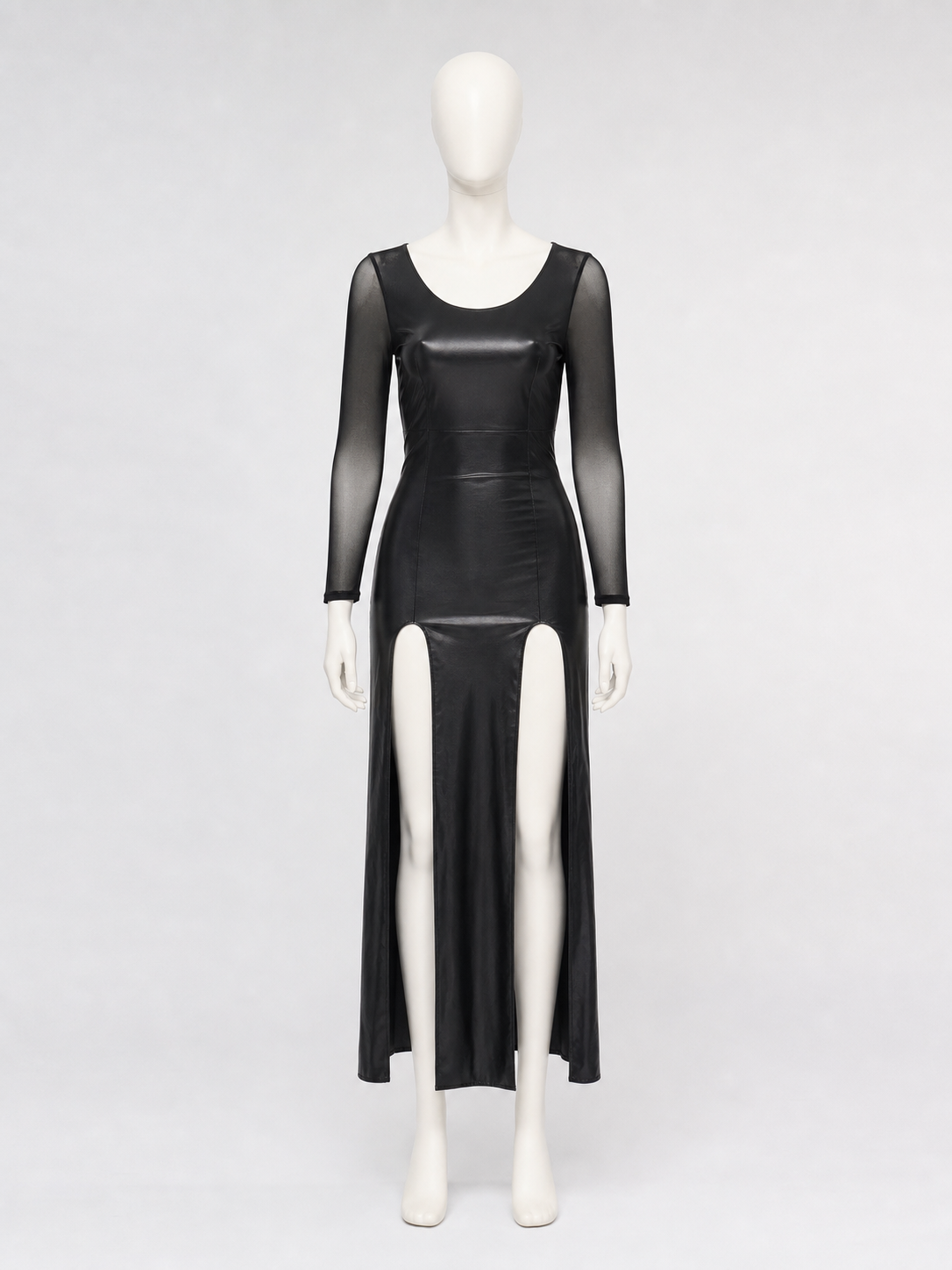 Witch Costume: Black Dress with Slit and Sleeves