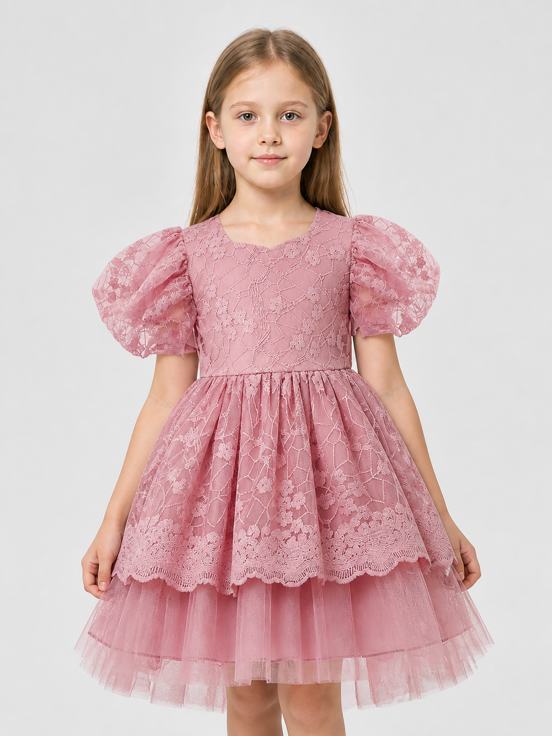 Girls' Princess Dress with Full Skirt and Lace Costume Dresses detail 3