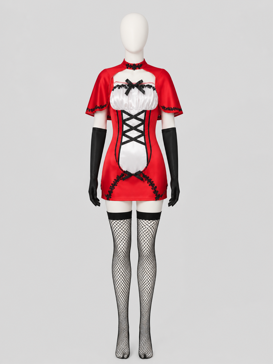 Gothic Little Red Riding Hood Costume with Cape and Gloves Costume Capes detail 3