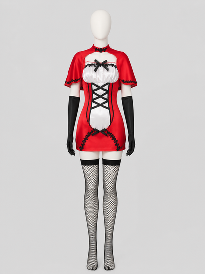 Gothic Little Red Riding Hood Costume with Cape and Gloves Costume Capes detail 3