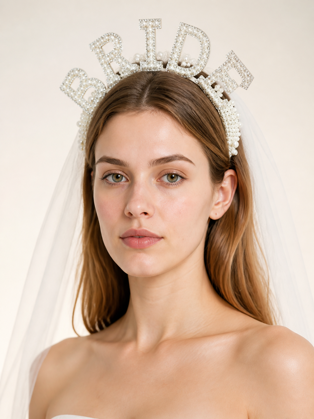 Carnival wedding headband with a white veil for Halloween Costume Headwear detail 2