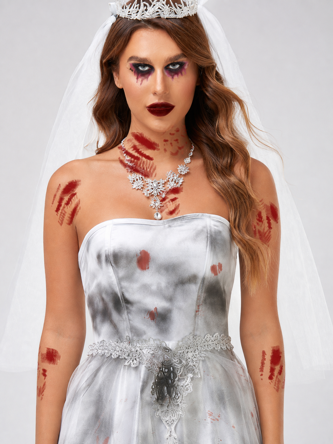 Wedding-Style Dress with Red Accents