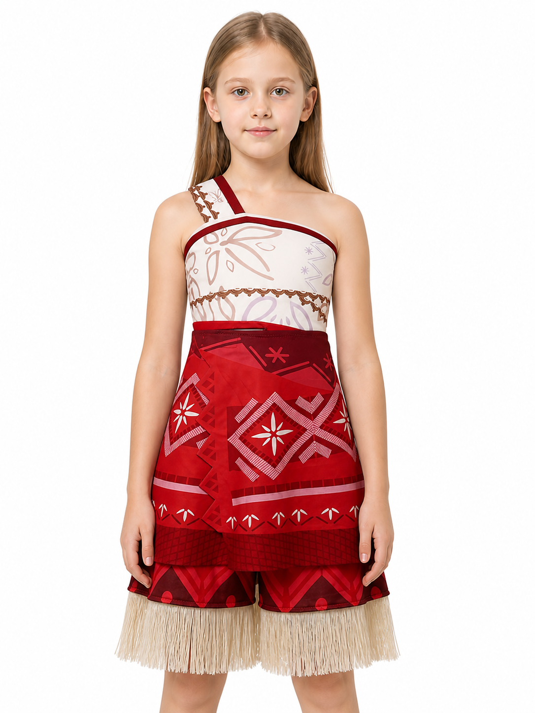 Moana Cosplay Jumpsuit with Tiered Skirt and Fringe Costumes detail 3