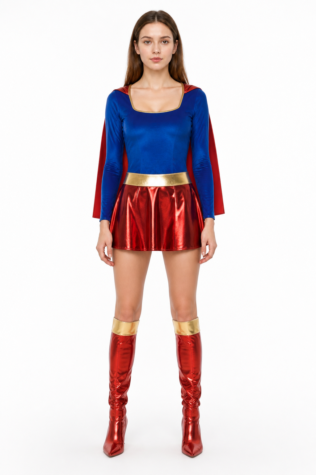 Stage Costume with Cape and Skirt in Red and Blue Costume Capes detail 2