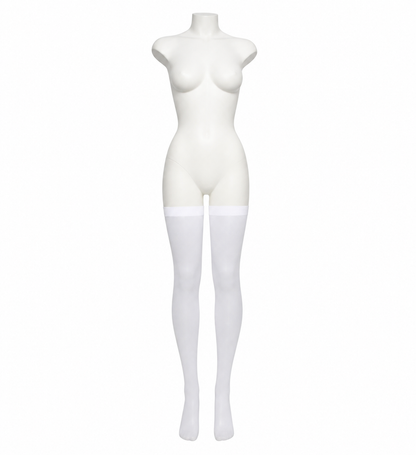 White stockings with a pointed toe and wide elastic band product detail 3