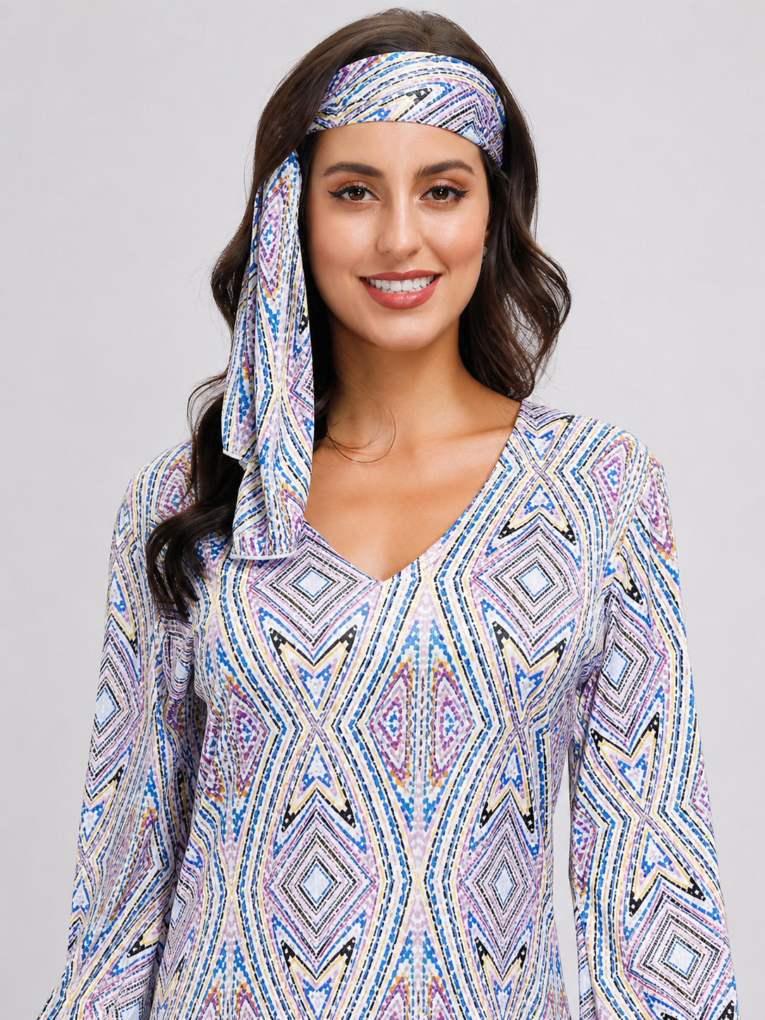 Retro Disco Dress with Geometric Print