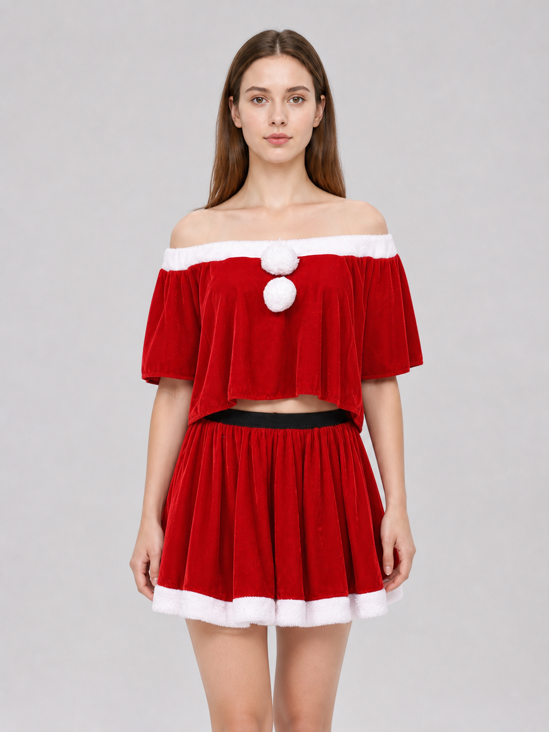 Festive Santa Claus Costume: Top, Skirt, and Hat