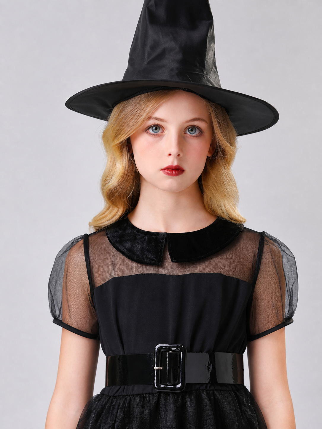 Witch Costume: Black Dress with Mesh Skirt