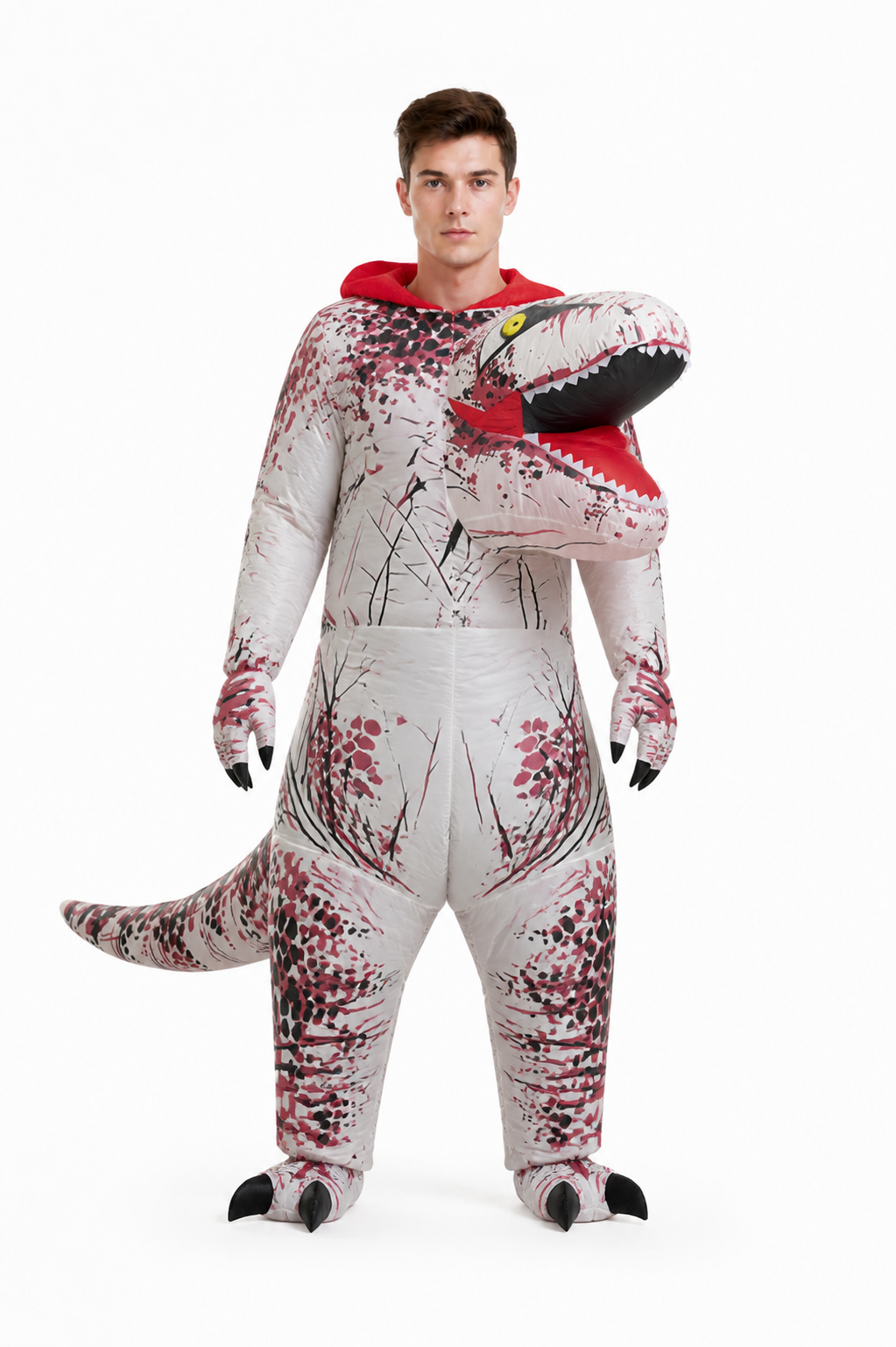 Dinosaur Costume with Open Mouth and Tail upper body view