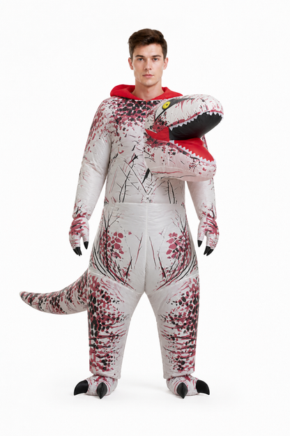 Dinosaur Costume with Open Mouth and Tail upper body view