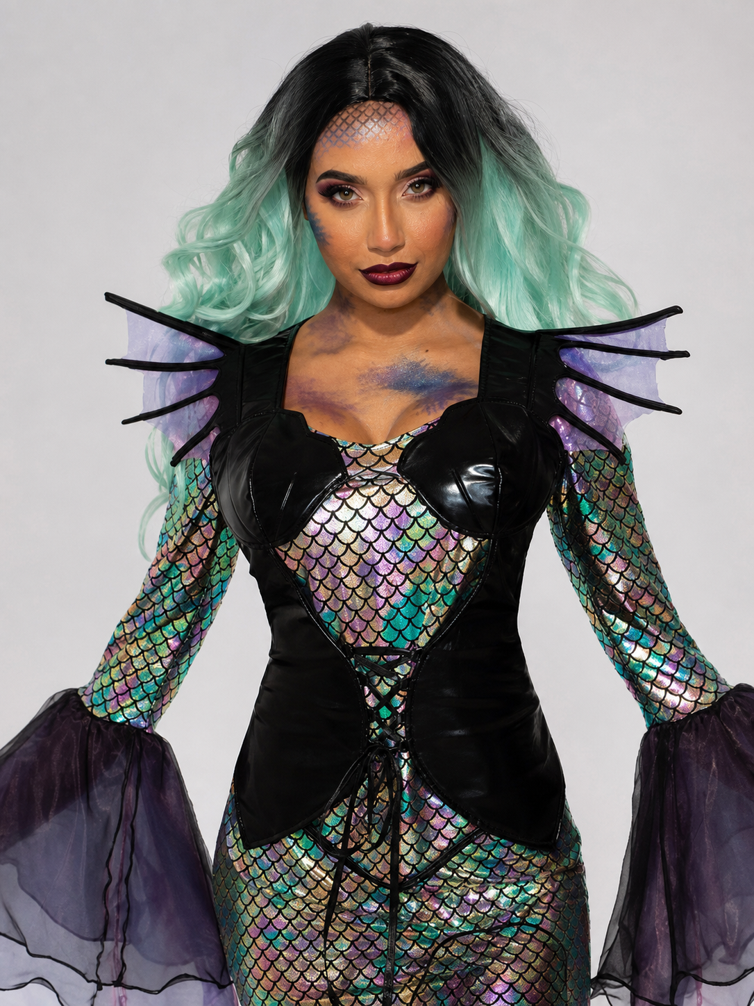 Mermaid Stage Costume with Long Skirt and Sleeves
