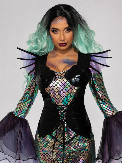 Mermaid Stage Costume with Long Skirt and Sleeves