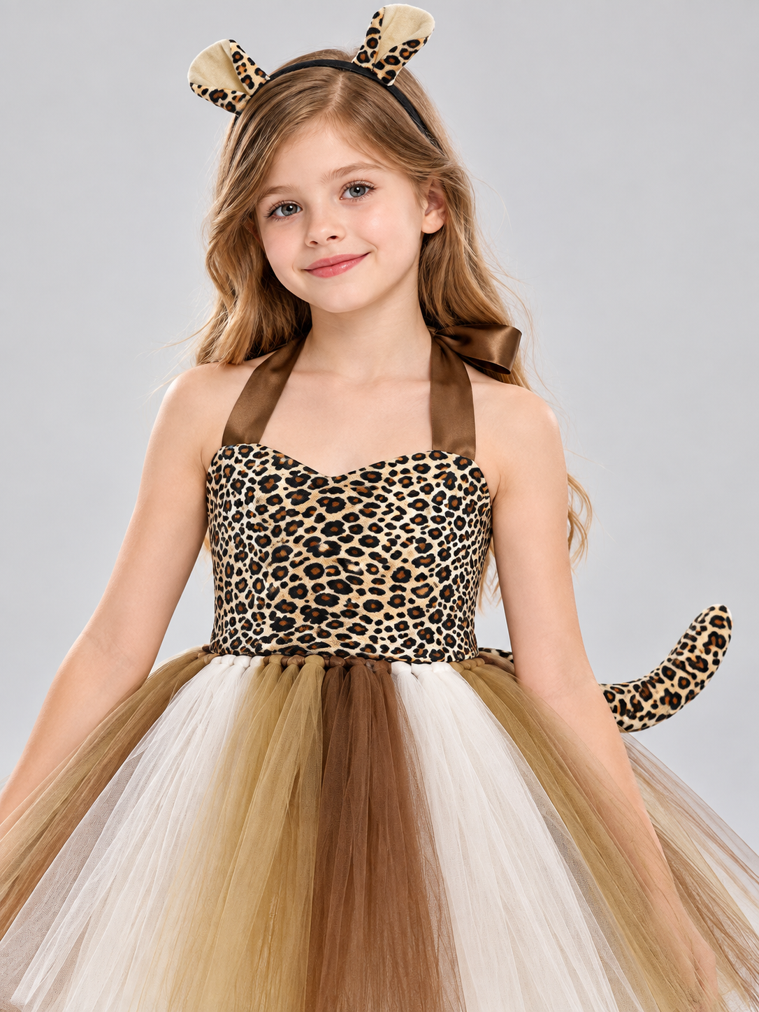 Leopard Print Carnival Dress with Headband and Tail