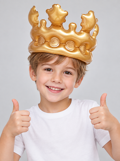 Inflatable Crown Gold Glossy PVC with Tall Points