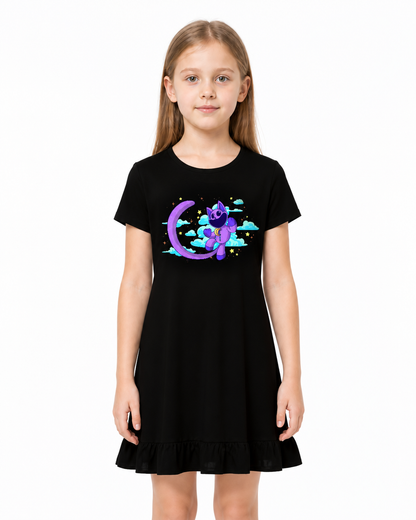 Black Poppy Playtime Cosplay Dress with Animal Prints Costume Dresses detail 3