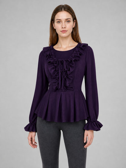 Renaissance-Style Blouse with Jabot and Lacing