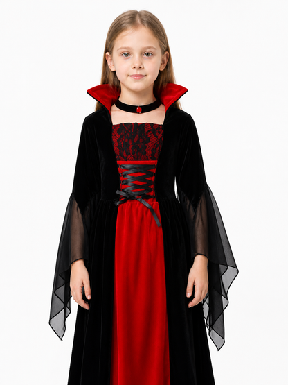 Gothic Vampire Costume with Red Dress Costume Dresses detail 3